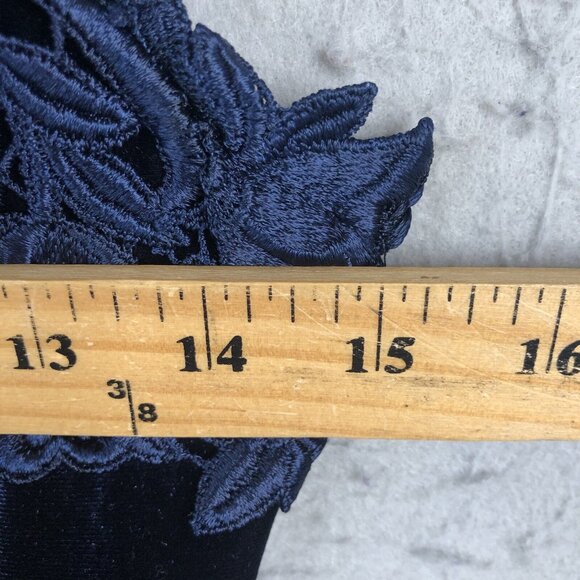 Vintage Scott McClintock Velvet Maxi Dress Womens 8 Navy Blue Velour Y2K Formal - Picture 4 of 16